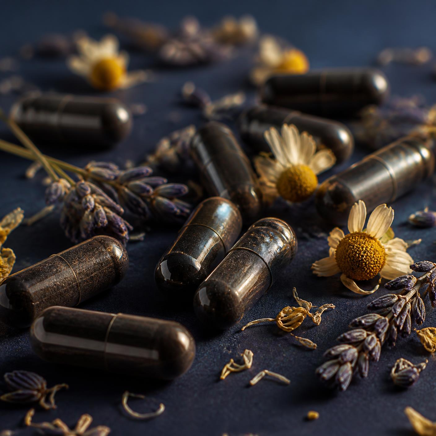 Nightfall sleep capsules against midnight backdrop